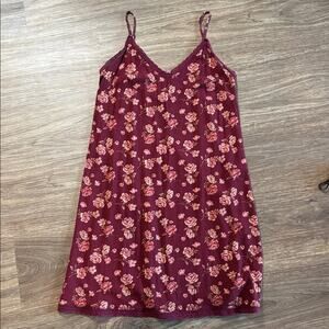 American Eagle Slip Dress Floral spaghetti strap adjustable sundress pink red